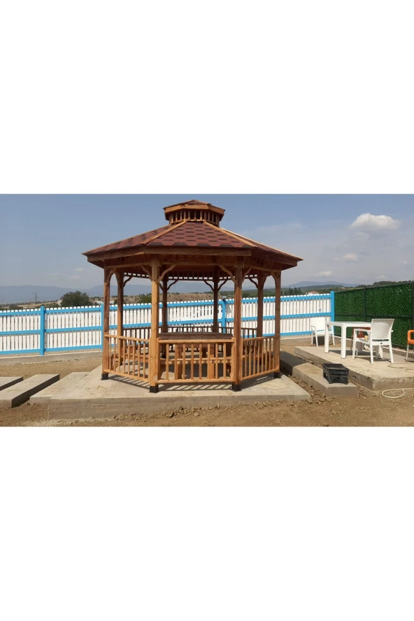Ahşap Masalı Sekizgen Kamelya 3x3, Çardak, Piknik Masası
