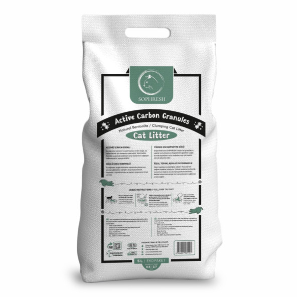 SOPHRESH AS250 Aktif Karbonlu Granüllü 5 Lt Kedi Kumu / Cat Litter - 2