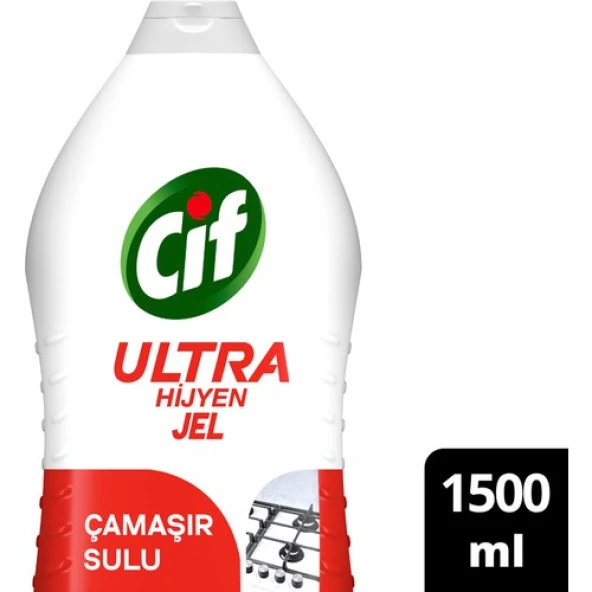 Cif Ultra Hijyen Jel Yüzey Temizleyici Çamaşır Sulu Katkılı Leke Çıkarıcı Yağ Çözücü 1500 ml