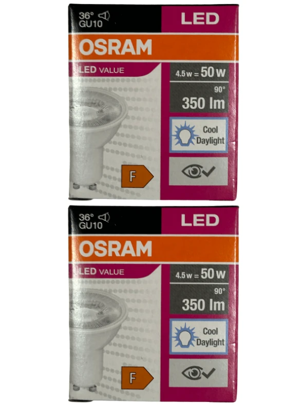 Osram Par16 4.5W (50W) 6500K (Beyaz Işık) GU10 Duylu Led Spot (2 Adet)