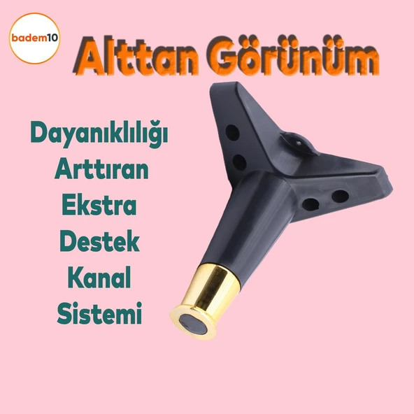 Elista Mobilya Ayağı Sehpa Tv Ünitesi Ayakları Yükseltici 15 Cm Siyah Altın 4 Adet - 4