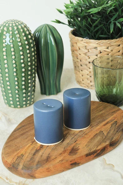Keramika Mat Mavi Stackable Tuzluk / Biberlik 6 Cm ürün görseli 1