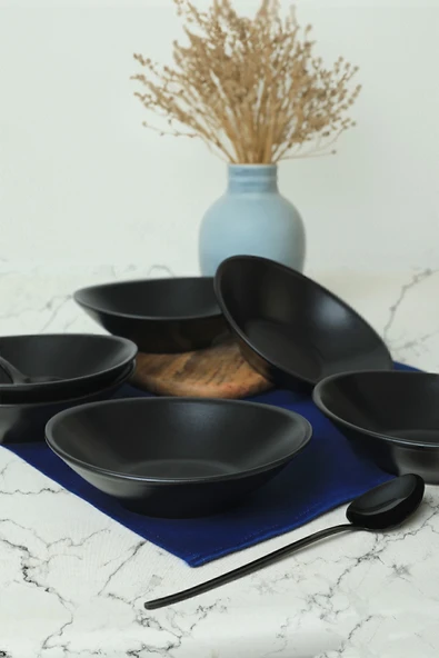 Keramika Mat Siyah Stella Kase 18 cm 6 Adet 956 - 2