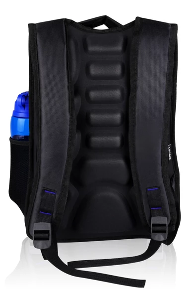 Üç Gözlü İçi Astarlı Pedli Okul Çantası Ortaokul Lise Çantası Armalı Mavi - 7