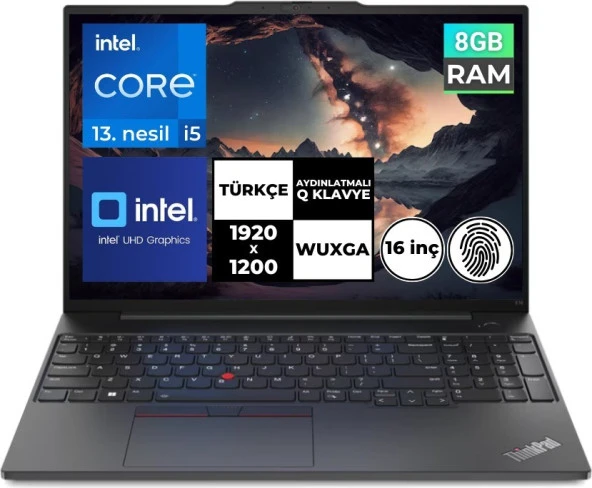 Lenovo ThinkPad E16 Gen1 i5-1335U 8 GB 256 GB SSD 16" WUXGA Freedos 21JN0005TX BT0