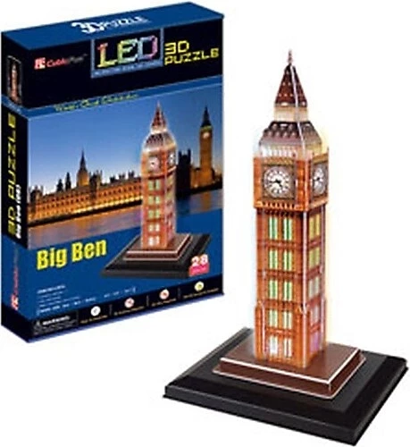 CubicFun 3D 28 Parça Puzzle Big Ben Saat Kulesi - İngiltere(Led Işıklı) - 2