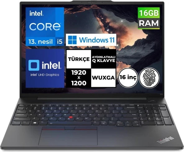 Lenovo ThinkPad E16 Gen1 i5-1335U 16 GB 256 GB SSD 16" WUXGA Windows 11 Home 21JN0005TX BT17