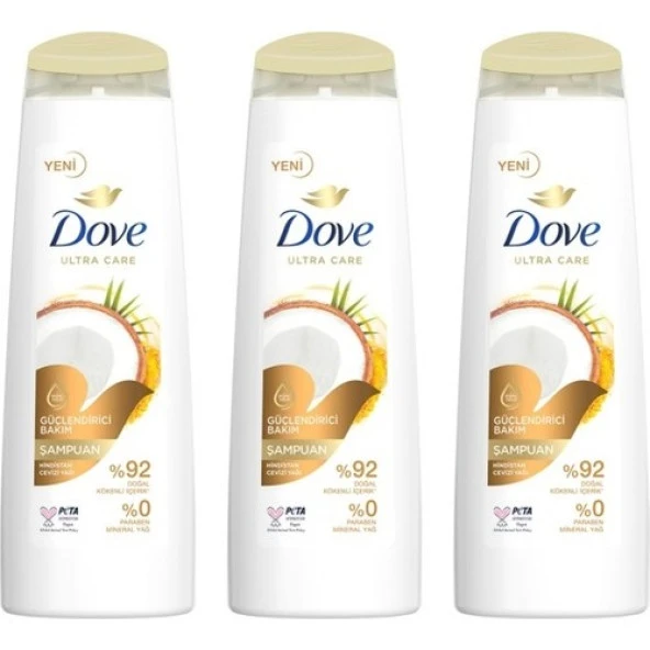 Dove Saç Bakım Şampuanı Hindistan Cevizi Yağı Bakım 400 ml x 3