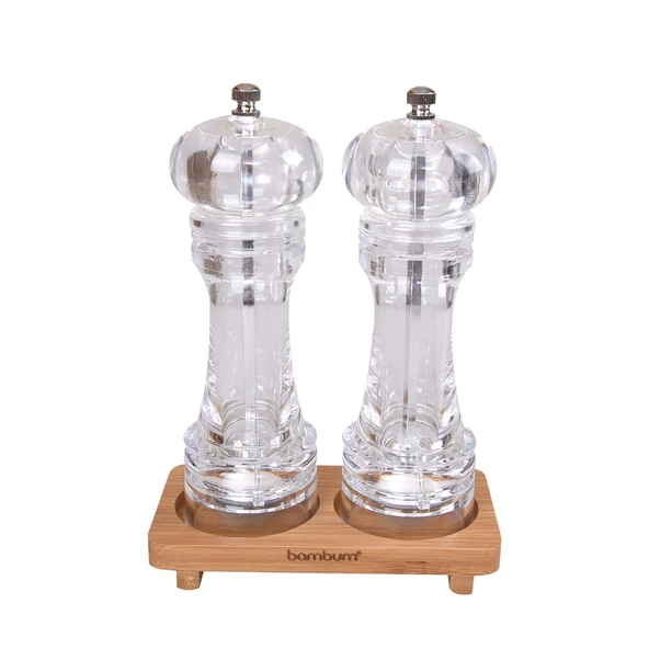 Bambum Varela - 2li Tuz-Karabiber Öğütücü Set Seffaf Büyük