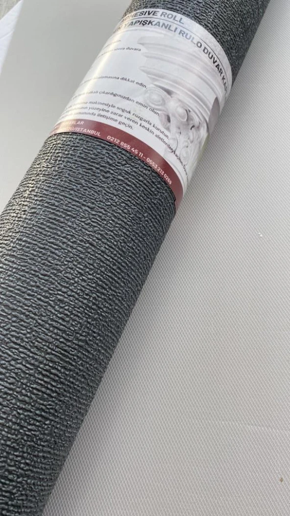 Renkli Duvarlar 50x280cm(1,4m2) Koyu Gri Dekor Isı ve Ses Yalıtım Yapışkanlı Duvar Kağıdı Dokulu Esnek Silinebilir - Resim 3