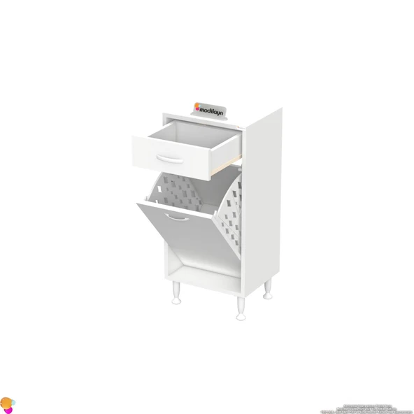 Modilayn MELİS 45x88x32,5 cm ÇEKMECELİ ÇAMAŞIR SEPETLİ BANYO DOLABI - 5