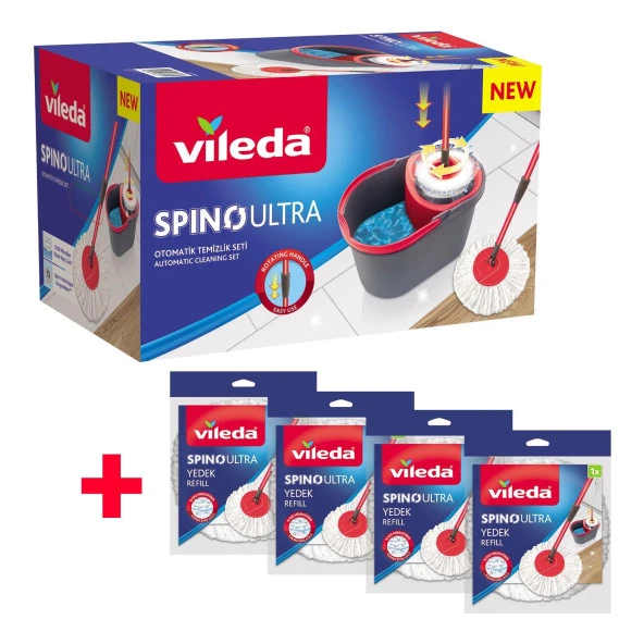 Vileda Spino Ultra Otomatik Temizlik Seti + 4 Yedek Paspas