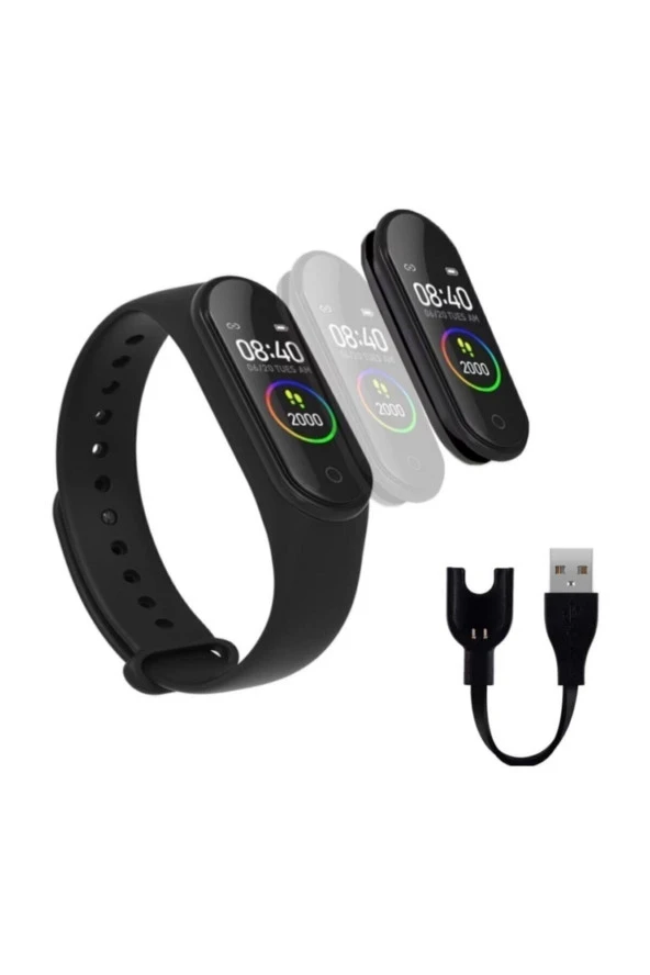 M4 Akıllı Bileklik Tansiyon, Adım Sayar, Bildirim Ve Mesaj Okuma (renkli Ekran) - 3