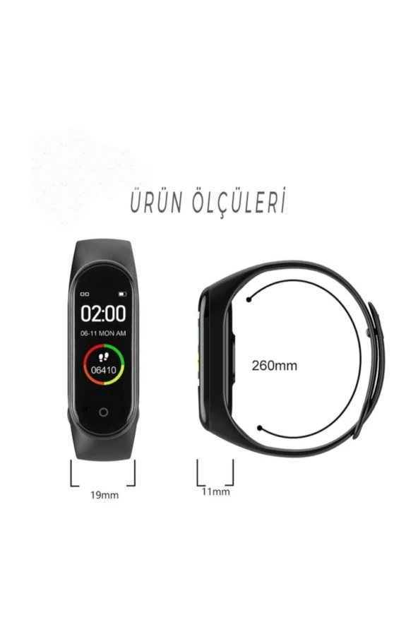 M4 Akıllı Bileklik Tansiyon, Adım Sayar, Bildirim Ve Mesaj Okuma (renkli Ekran) - 4