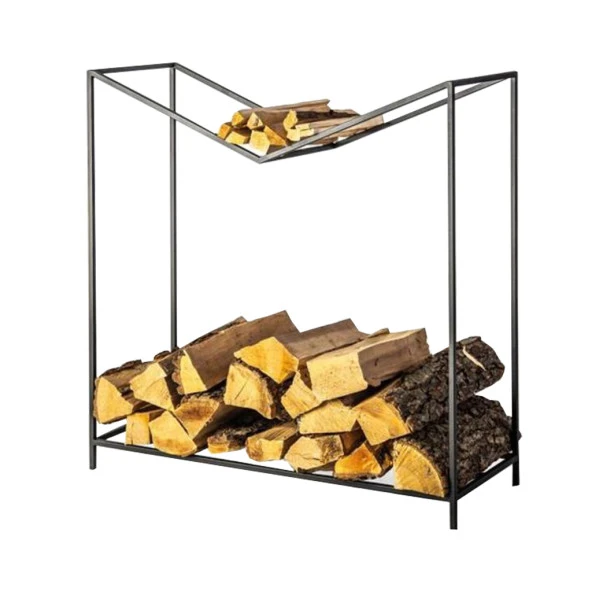 Odun Rafı Metal Tasarım Şömine Yanı İki Katlı Odunluk ürün görseli 1