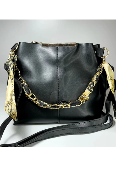 Bagorama STONE Kadın Suni Deri Fularlı Zincirli Omuz Çantası - 3