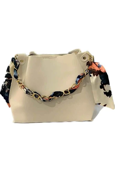 Bagorama STONE Kadın Suni Deri Fularlı Zincirli Omuz Çantası - 10