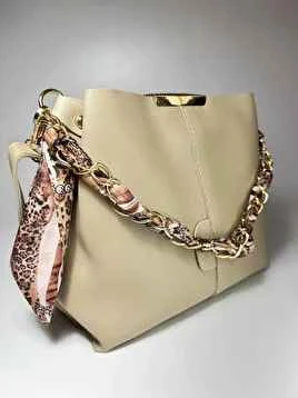 Bagorama STONE Kadın Suni Deri Fularlı Zincirli Omuz Çantası - 11