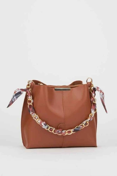 Bagorama STONE Kadın Suni Deri Fularlı Zincirli Omuz Çantası - 8