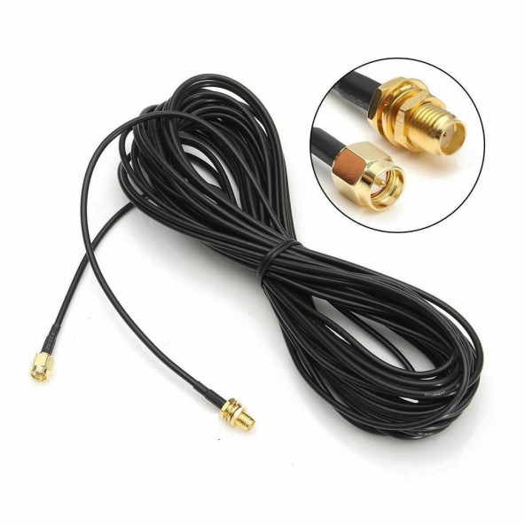 RG174 50 ohm Koaksiyel SMA Erkek Dişi 10 Metre Kablo RF Sinyal Uzatma Kablosu 0-6Ghz Koeksiyel