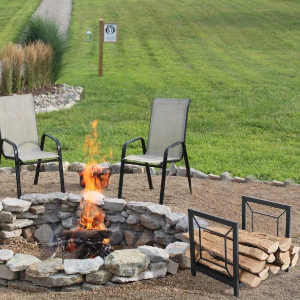 Odun Koymak İçin Sepet Şömine Yanı Metal Odunluk - 4