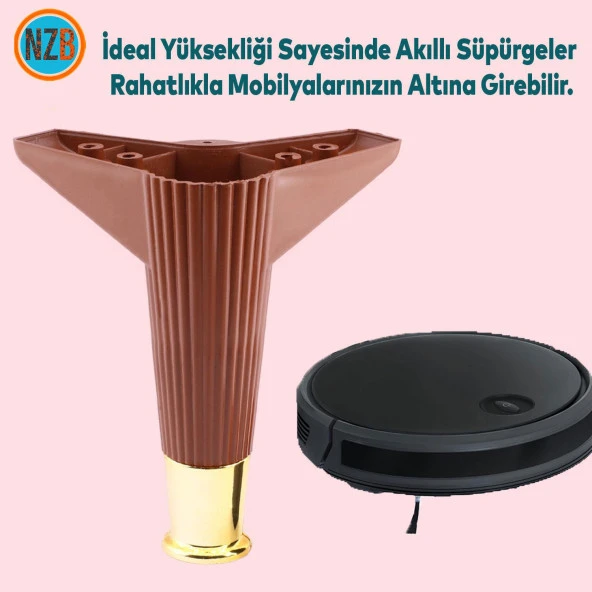 Mobilya Takımı Çekyat Kanepe Komidin Sehpa TV Ünitesi Koltuk Ayağı 15 cm Ceviz Altın Baza Ayak - 4