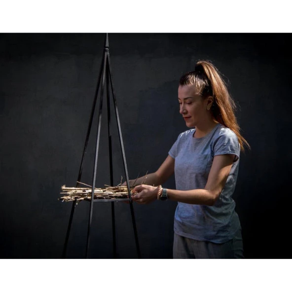 Odun Koyma Rafı Üçgen Tasarım Dış Mekan Odunluk - Resim 2