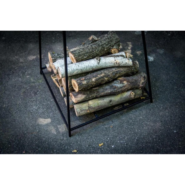 Odun Koyma Rafı Üçgen Tasarım Dış Mekan Odunluk - Resim 4