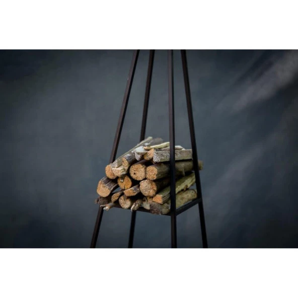 Odun Koyma Rafı Üçgen Tasarım Dış Mekan Odunluk - Resim 6