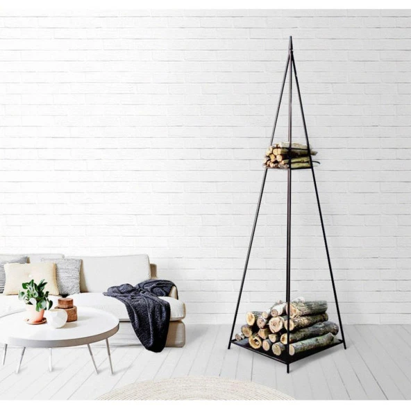 Odun Koyma Rafı Üçgen Tasarım Dış Mekan Odunluk - Resim 7