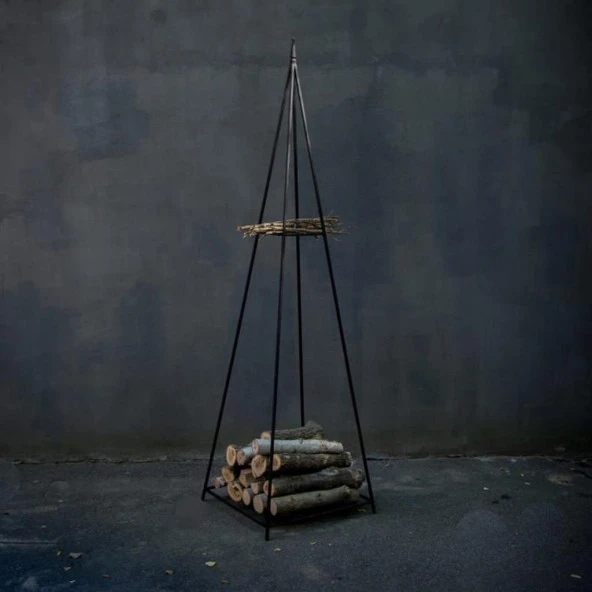 Odun Koyma Rafı Üçgen Tasarım Dış Mekan Odunluk - Resim 8