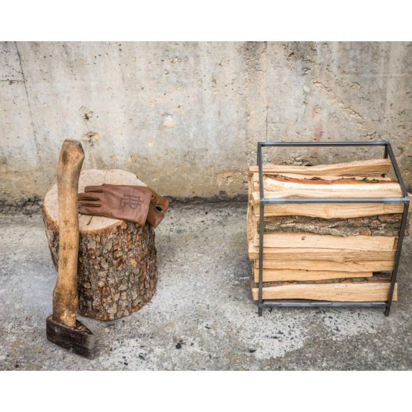 Odun Dizme Rafı Şömine Yanı Metal Odunluk Bahçe Odunluğu - 3