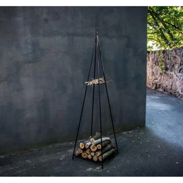 Odun Koyma Rafı Üçgen Tasarım Dış Mekan Odunluk - Resim 9