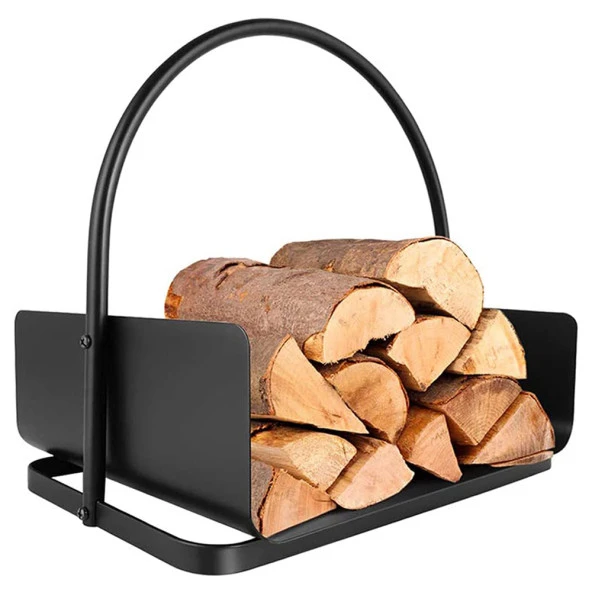 Dekoratif Odun Kovası Metal Tasarım Odun Sepeti - 2