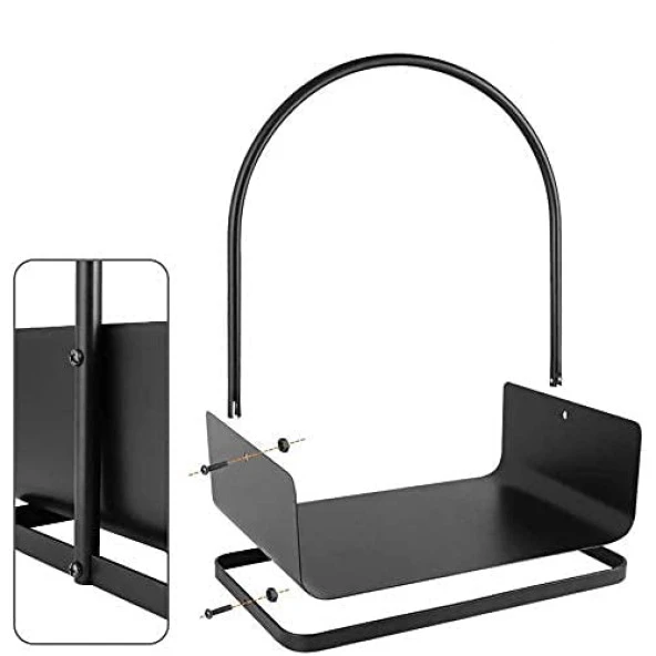 Dekoratif Odun Kovası Metal Tasarım Odun Sepeti - 4