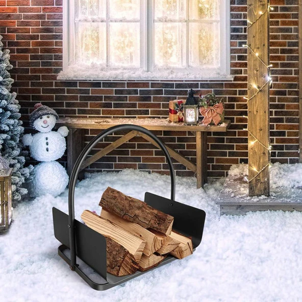 Dekoratif Odun Kovası Metal Tasarım Odun Sepeti - 6