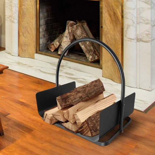 Dekoratif Odun Kovası Metal Tasarım Odun Sepeti - 7