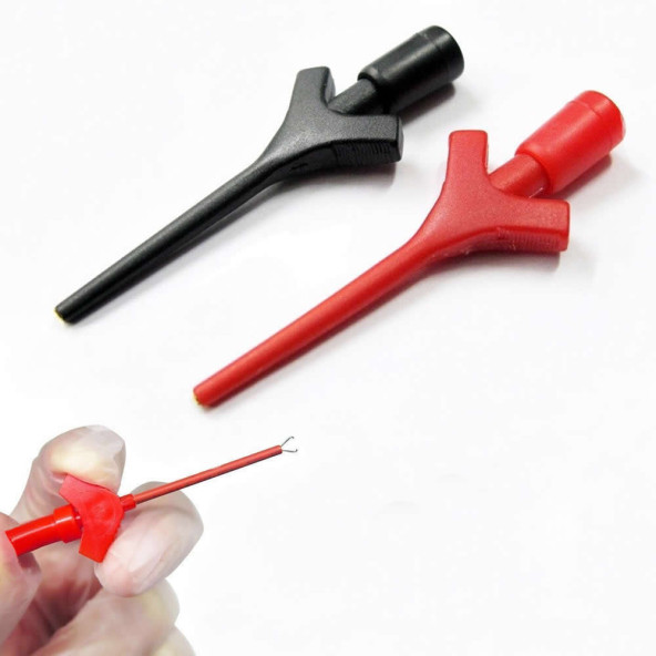 Kanca Tip Test Prob Çifti 2mm Mini Test Lojik Analizör Lehimsiz Tutucu Yakalayıcı Tel Klips - 3