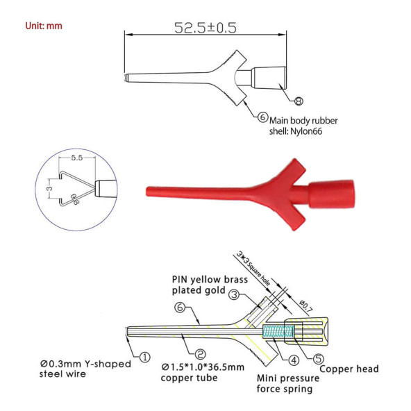 Kanca Tip Test Prob Çifti 2mm Mini Test Lojik Analizör Lehimsiz Tutucu Yakalayıcı Tel Klips - 8