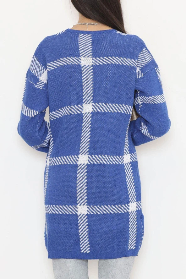 Desenli Triko Hırka Saks - 7652.1319. - 4