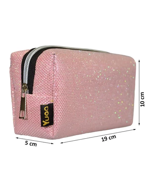 Yuga Makyaj Çantası Simli Açık Pembe - 3