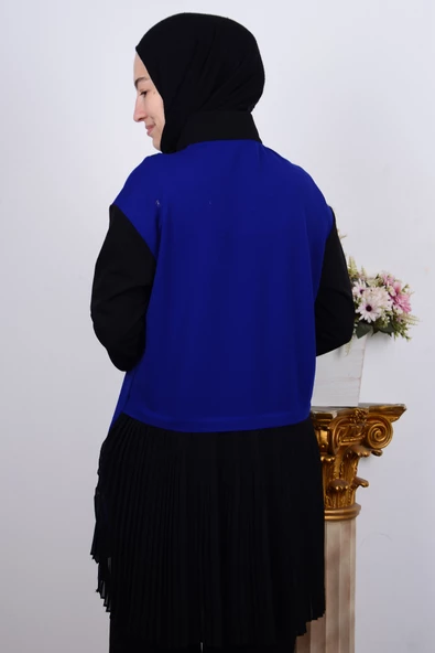 Armine 23KT448 Saks Kadın Fırfırlı Yarı Fermuarlı Kadın Tunik - 3