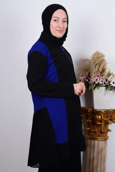 Armine 23KT448 Saks Kadın Fırfırlı Yarı Fermuarlı Kadın Tunik - 2