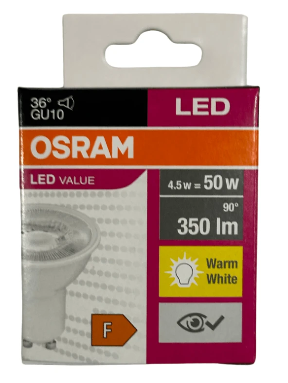 Osram Par16 4.5W (50W) 2700K (Sarı Işık) GU10 Duylu Led Spot (2 Adet)