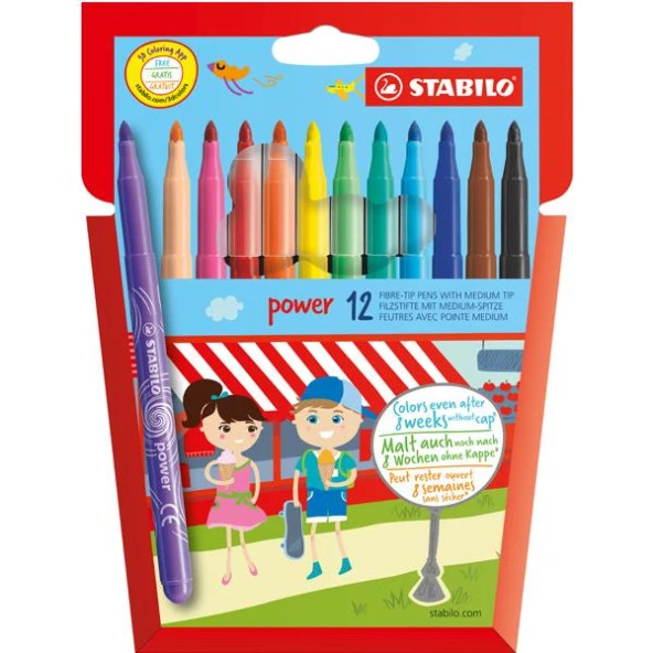 Stabilo Keçeli Boya Kalemi Power Askılı Paket 12 Renk 280/12-01 - 1