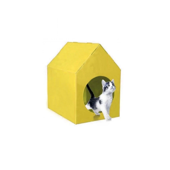 Sarı Kedi Köpek Evi Kulübesi Yuvası Plastik Demonte Taşınabilir