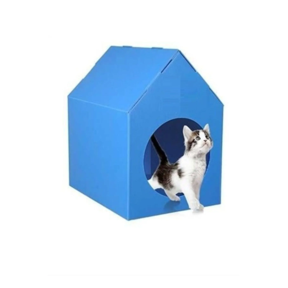 Mavi Kedi Köpek Evi Kulübesi Yuvası Plastik Demonte Taşınabilir