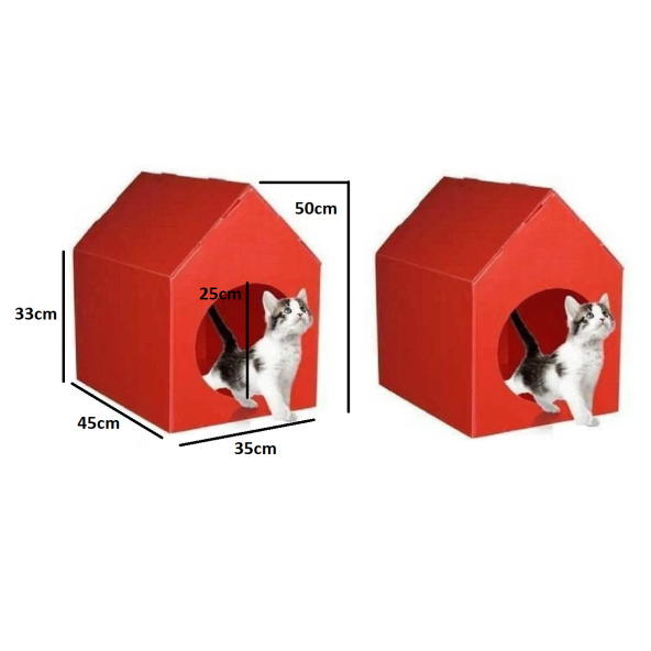 Kırmızı Kedi Köpek Evi 2 ADET Kulübesi Yuvası Plastik Demonte Taşınabilir - 2