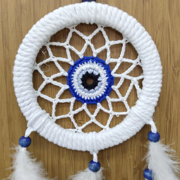 Zincir Örgülü 12 Santimetre Çapında Kuş Tüylü Duvar Süsü - Resim 2