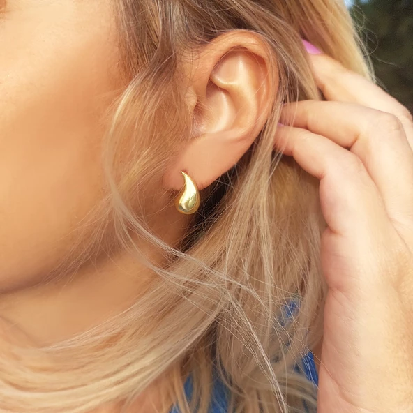 Vaoov 925 Ayar Gümüş Bottega Damla Gözyaşı Küpe ürün görseli